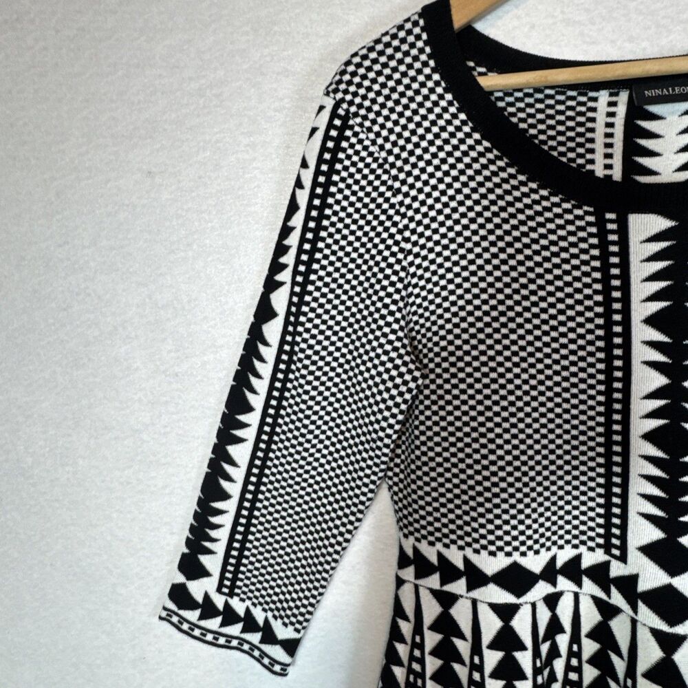 NINA LEONARD Sweater Dress Womens Large Above Knee Fit & Flare 3/4 SLV RN115070‎ - Picture 4 of 15